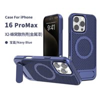 Pour iPhone 16 15 Pro Max Étui de téléphone magnétique en métal avec support Dissipation de chaleur Accessoire réseau pour 2024 Compatible 14 Plus 13 12 11