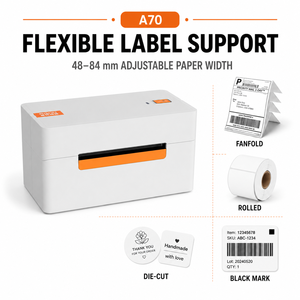 A70 3 Zoll 203DPI 180mm/s Thermodirektdrucker USB Bluetooth Barcode-Versandetikettendrucker für Lager und E-Commerce - Product Image 2