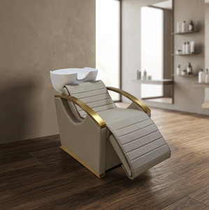 Fauteuil de lavage moderne en similicuir avec bac en céramique, structure métallique, mobilier de salon, repose-pieds réglable, massage, facile à nettoyer - Product Image 5