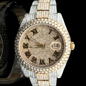 ตัวเรือนสแตนเลสสตีล หน้าปัดประดับมอยส์ซาไนต์ กันน้ำได้ 10 บาร์ กระจกคริสตัลสีขาว งานฝีมือชั้นเยี่ยม นาฬิกาจักรกล - Product Image 1