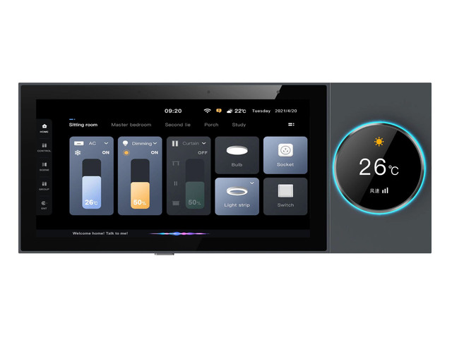 Smart Home System Tuya WiFi Zigbee 6-Inch Touch Screen Multi-function Music Gateway Glass Knob Central Voice Control Panel