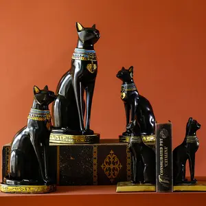 Vintage Egyptian Cat Ornaments Bookends Resin Crafts Study Decoration Bookend Home Living Room Decor Table Interior Decoration