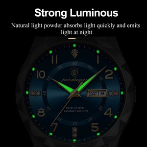 Poedagar 858 movimiento de cuarzo <span class=keywords><strong>reloj</strong></span> de pulsera diario impermeable hombres diamante calendario cuero inoxidable Montre <span class=keywords><strong>Reloj</strong></span> Relojes originales - Product Image 6