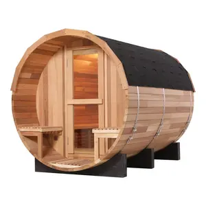 Outdoor Glass Barrel Sauna Traditional Panoramic Sun Roof Barrel Sauna