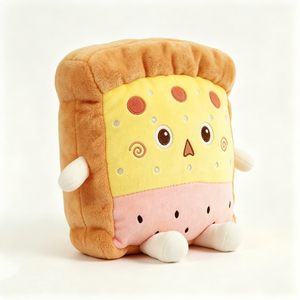 Peluche personnalisée en forme de pain carré avec couches de jambon et de fromage, jouet en peluche brodé avec couche de fromage à pois pepperoni - Product Image 2
