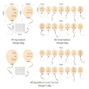 Carta <span class=keywords><strong>del</strong></span> <span class=keywords><strong>mese</strong></span> <span class=keywords><strong>del</strong></span> palloncino digitale pietra miliare in legno stile nordico Spot 100 giorni 1-12 mesi per la cabina fotografica oggetti di scena di compleanno commemorativi - Product Image 4
