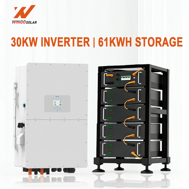 Deye 30kW Solar Energy Storage System with 61kWh High Voltage Lithium Battery and Hybrid Inverter