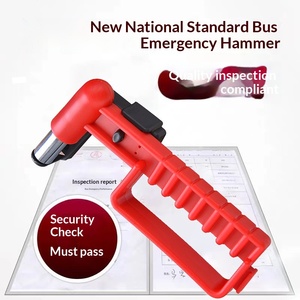 Marteau de sécurité multifonctionnel spécial pour échapper à la vie, briser le verre, sécurité incendie, rouge noir, acier au carbone, brise-vitre d'urgence pour voiture, bus - Product Image 3
