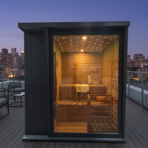 Nouveau design, sauna extérieur noir, grande cabine de sauna en cèdre et cèdre de l'Ohio, sauna traditionnel en bois massif avec pente - Product Image 1