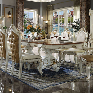 Set da Pranzo Moderno e Semplice Convertibile in Legno Massello di Lusso con Tavolo Intagliato e 8 Sedie - Product Image 1