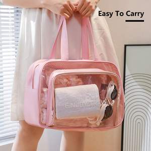 Sac de maquillage de voyage en PVC écologique, imperméable, résistant au sable, grand, transparent, portable, léger, multifonctionnel pour la salle de sport, la piscine, la plage - Product Image 6