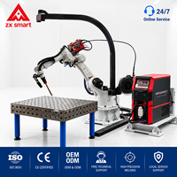 Station de soudage robotisée 350A, robot à charge utile de 10-12 kg, portée de 2025 mm, table de soudage modulaire