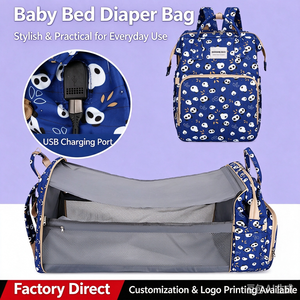 Sac à dos imperméable pour couches, sac de couchage pour bébé, avec port de chargement USB et compartiment de rangement zippé pour les sorties - Product Image 1