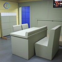 Ensemble complet minimaliste ignifuge en mousse nano anti-collision pour table, chaise, lit et toilettes pour salle d'isolement