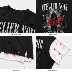 Custom 300 GSM 100% Cotton Double Layer Hand Distressed <b>T</b>-<b>shirt</b> Heavyweight Oversized Boxy Fit <b>Grunge</b> Streetwear Tee Men <b>T</b> <b>Shirt</b> - Product Image 3