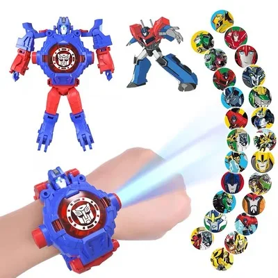 High quality kid toy robot electronic luminous deformation cartoon watch robot toy Projection deformation watch