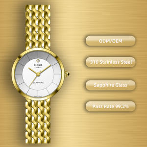 Montres de luxe en acier inoxydable or rose ODM OEM logo personnalisé 5ATM résistant à l'eau verre saphir petit cadran montre à quartz pour femme - Product Image 4