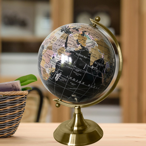 Decoración de globo de escritorio Europea popular moderna, base de metal de estilo antiguo, globo terráqueo con mapa del mundo - Product Image 3