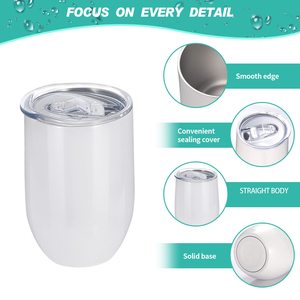 Vasos de Vino para Sublimación, Lisos, de Acero Inoxidable, Aislados, para Transferencia de Calor con Tapa Deslizante Antiderrames - Product Image 2