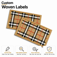Étiquettes tissées personnalisées à motif écossais, étiquettes de vêtements haut de gamme pour vestes, manteaux, vêtements d'extérieur, étiquettes à coudre sur les vêtements