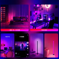 Lámpara de Pie LED de Estilo Nórdico, con Control por Aplicación, USB, para Sala de Estar, Dormitorio, Luz Nocturna, Ambiente para Videojuegos, Decorativa