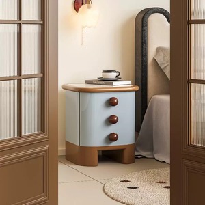<span class=keywords><strong>Comodino</strong></span> Curvo Lucido con 3 Cassetti e Maniglie Rotonde, Design Color Block <span class=keywords><strong>per</strong></span> Bambini - Product Image 3