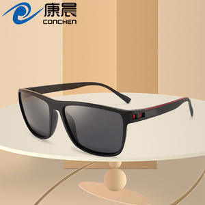 Lunettes de soleil carrées pour hommes Conchen, protection UV400, monture en PC, verres TAC polarisés, noires, pour la conduite, protection solaire, tenues tendance - Product Image 3