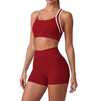 Ensemble de yoga 2 pièces pour femme, grande taille, mode hiver, soutien-gorge de sport et short de cyclisme, taille haute élastique, extensible, en nylon/spandex