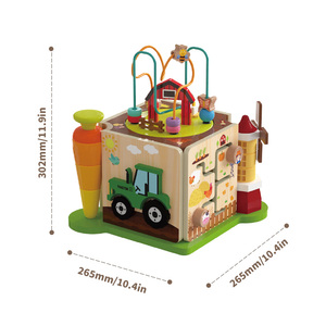COMMIKI Jouet de <span class=keywords><strong>Cube</strong></span> d'activité agricole en <span class=keywords><strong>bois</strong></span> avec <span class=keywords><strong>colonne</strong></span> de labyrinthe de perles de tri de forme empilant un jouet éducatif d'apprentissage précoce pour les tout-petits - Product Image 6