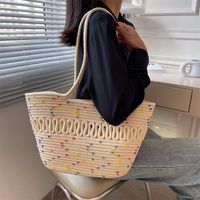 Sac à main en corde de coton - Sac de plage tissé d'été pour femmes Design polyvalent et décontracté avec poignée et bandoulière Sac en paille