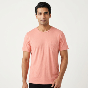 T-shirt homme de haute qualité, nouvelle arrivée, logo personnalisé, t-shirts homme surdimensionnés de haute qualité, 100% coton, avec poche - Product Image 1