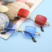 Lunettes de soleil légères à monture carrée complète, style mini prince, pour influenceurs, idéales pour le street-style, couleur claire, protection UV400