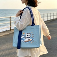Sac de rangement réutilisable en toile imprimé personnalisé avec fermeture éclair, motif dessin animé, pour voyage, emballage cadeau, chaussures, cosmétiques, étudiants