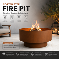 Brasero moderne rustique en acier Corten, grande cheminée ronde d'extérieur pour terrasse, usage commercial et résidentiel