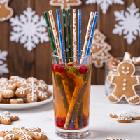 Pailles à boire imprimées écologiques pour Noël, réutilisables et fabriquées en PP, parfaites pour les fêtes de fin d'année