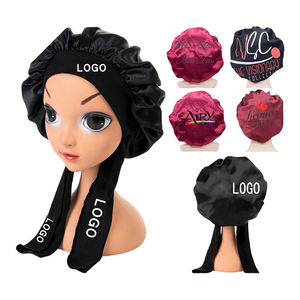 Bonnets en velours doux unisexes avec logo personnalisé, Doo Rags, chapeau de pirate uni, bonnets pour hommes, Durags avec longue queue pour hommes - Product Image 2