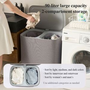 Custom LOGO Compartment Foldable Oxford Fabric Laundry <b>Basket</b> Removable Inner Bags Large Capacity Clothes <b>Hamper</b> - Product Image 2