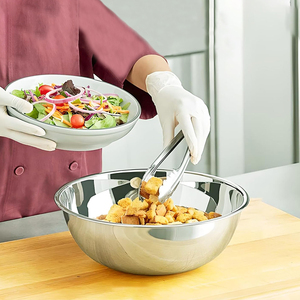 Ensemble de bols à mélanger en acier inoxydable, bols à salade de qualité professionnelle, bol de service en métal, base plate, design classique, pour la maison - Product Image 1