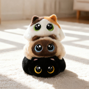 Peluche de Gato de Apoyo Emocional, Gato Regordete y Suave, Juguete Antiestrés Apilable con Ojos Redondos para Apretar, Regalo Terapéutico para Niños - Product Image 1