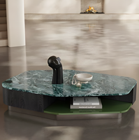 Table basse en marbre irrégulier minimaliste italienne, mobilier design moderne de luxe léger pour salon