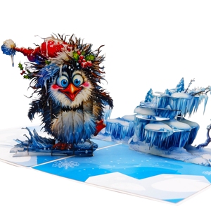Tarjeta de Felicitación Navideña y de Acción de Gracias, Tarjeta 3D Pop-up Hecha a Mano con Diseño de Pingüino, Servicio OEM - Product Image 1