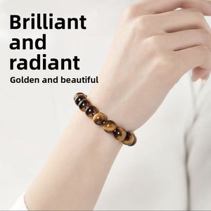 Bracelet en œil de tigre naturel unisexe, bracelet en cristal et strass, bijoux simples, vente en gros - Product Image 4