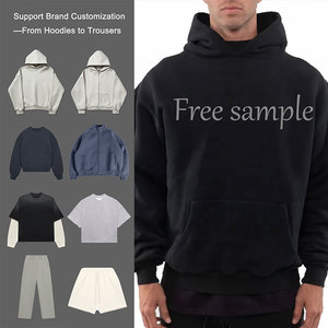 هودي رجالي قطن ثقيل بجودة عالية للبيع بالجملة بطباعة نافرة مقاس كبير حسب الطلب، بلوفر فاخر من القطن بتصميم مخصص - Product Image 1