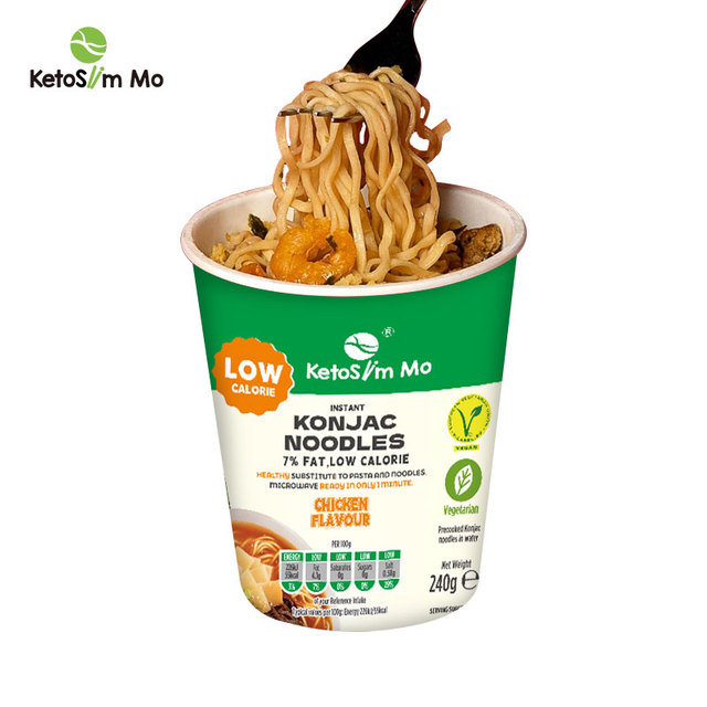 Ketoslim Mo Factory Only Customized OEM ODM Chicken Flavor Konjac Food Korean Instant Noodles Cup Ramen