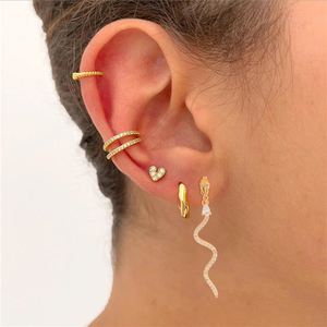ROXI Deux façons de porter des boucles d'oreilles pendantes en argent sterling S925 avec un motif géométrique en forme de serpent - Product Image 2
