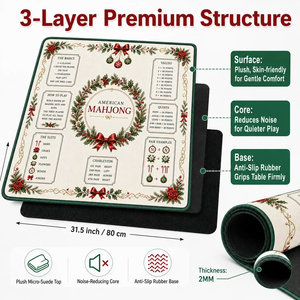 Vintage Coastal Ocean Mahjong Play Mat Premium Anti-Slip Neoprene Table Protection Pad with Built-in Scoring Guide - Product Image 6