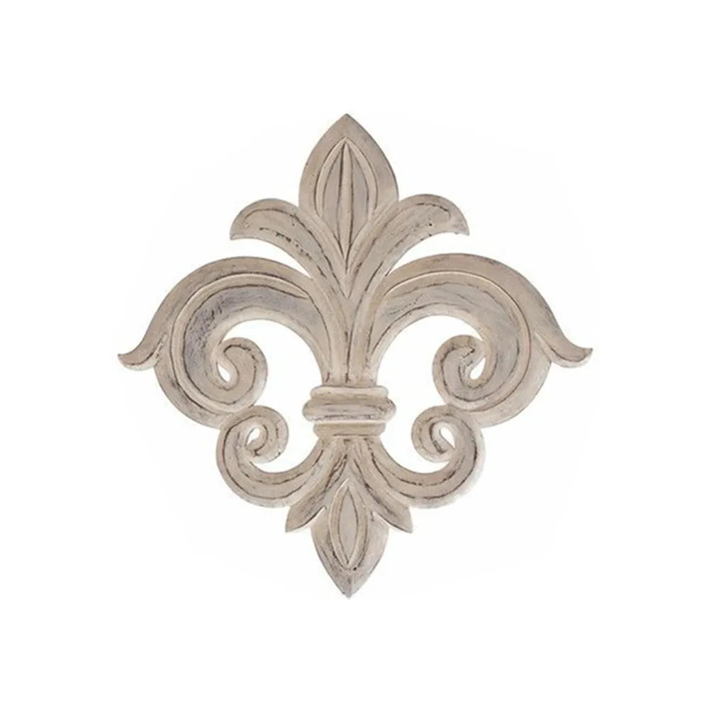 9 Inch Efek Kayu Antik Putih Polyresin Fleur De Lis Dinding Dekorasi Resin Fleur De Lis Dinding Plak DIY Dekorasi