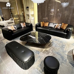 Set di <span class=keywords><strong>Mobili</strong></span> di Lusso Italiani di Alta Gamma per Soggiorno, Divano in Pelle Moderno di Design - Product Image 5
