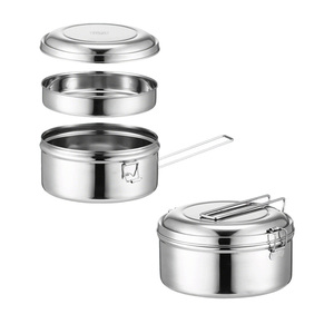 Contenitori per Alimenti in Acciaio Inossidabile 2026 con Coperchio, Scatole Bento per il Pranzo, Ciotole Piatte in Metallo per Campeggio, Gite, <span class=keywords><strong>Snack</strong></span> e Zuppe - Product Image 1