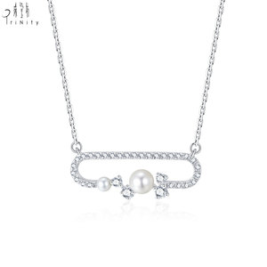 สินค้ามาใหม่18K สร้อยคอจี้เพชรไข่มุกสีทองขาวธรรมชาติดีไซน์หรูหราสำหรับผู้หญิง - Product Image 1